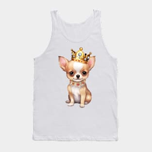 Watercolor Chihuahua Dog Wearing a Crown Tank Top